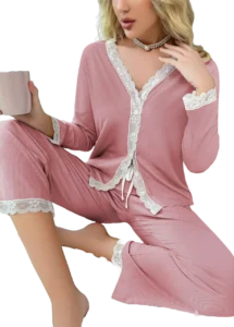 بيجامه حريمى ساده بزراير كاشمير