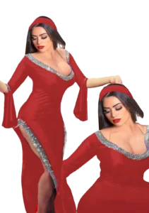جلابية رقص بلدي وان سايز أحمر