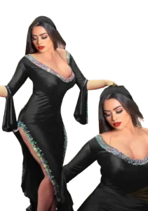 جلابية رقص بلدي وان سايز أسود
