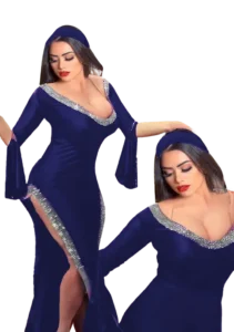 جلابية رقص بلدي وان سايز كحلي
