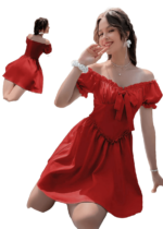 فستان بيتي بناتي احمر