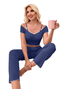 بيجامة حريمي صيفي كحلي