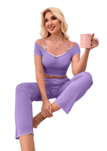 بيجامة حريمي صيفي لافندر (4)