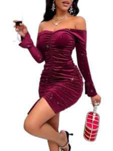 فساتين سواريه شتوي عنابي