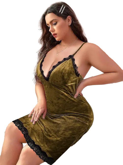 قميص نوم قطيفة بني قميص نوم قطيفة كود 10487