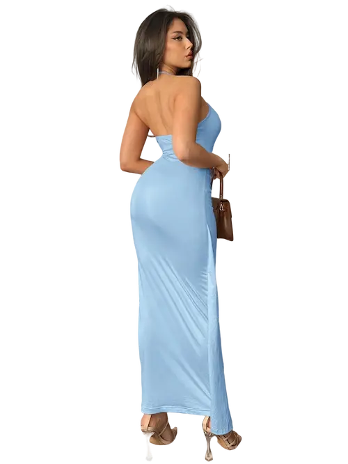 فستان طويل زبدة ناعم لبني (3) فستان طويل زبدة ناعم كود 111