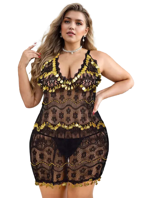 بدل رقص قطعة واحدة ذهبي