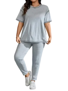 بيجامه نسائي نص كم رصاصي