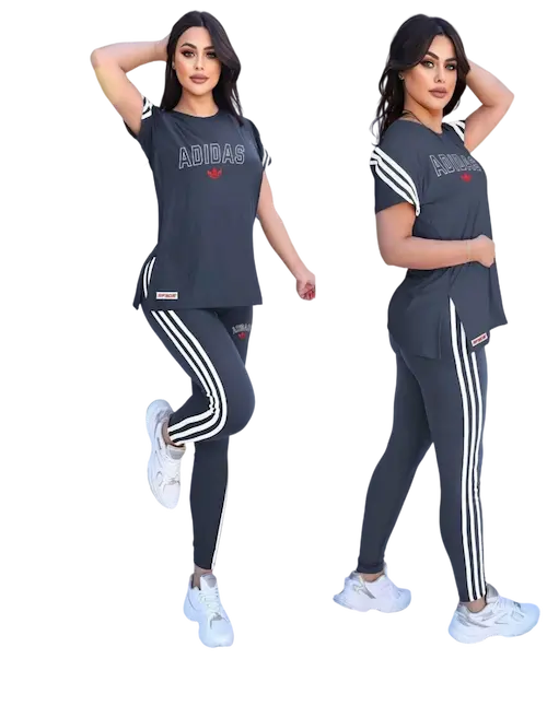 بيجامة اديداس نسائي رصاصي بيجامة اديداس نسائي كود 01018