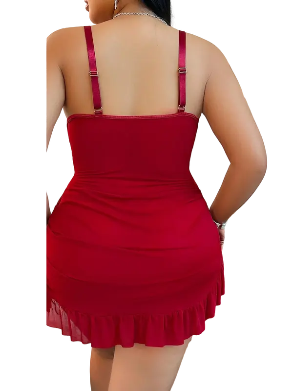 لانجري قصير وشفاف احمر (2) لانجري قصير وشفاف كود 1064