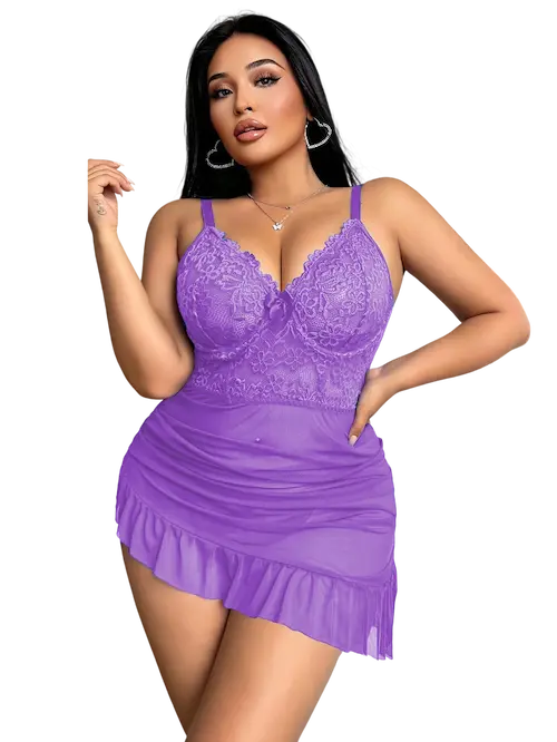 لانجري قصير وشفاف لافندر لانجري قصير وشفاف كود 1064