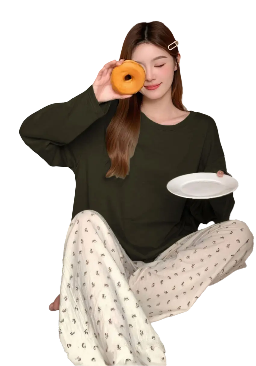 بجاما خريفي كم طويل فري سايز بجاما خريفي كم طويل فري سايز كود 2181