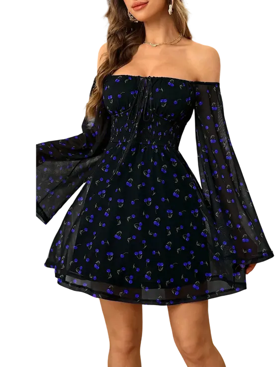 فستان قصير باورنت رقيق مبطن ازرق (3) فستان قصير باورنت رقيق مبطن ازرق (3)