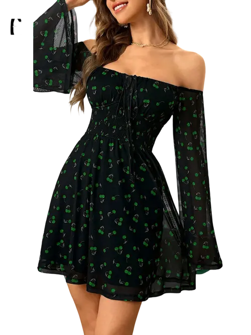 فستان قصير باورنت رقيق مبطن زيتي فستان قصير باورنت رقيق مبطن زيتي