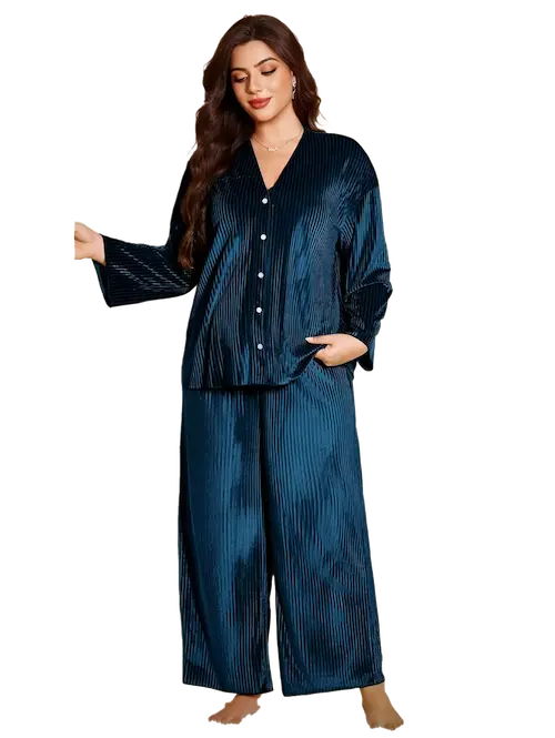 بجامات شتوي تقيلة بيج سايز بترولي (2) بجامات شتوي تقيلة بيج سايز كود 2517