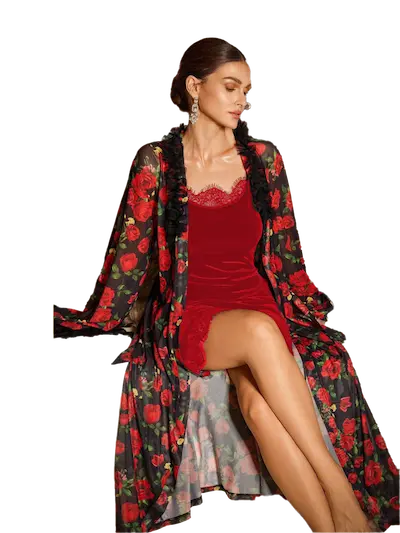 لانجري بروب شتوي فاخر احمر (2) لانجري بروب شتوي فاخر كود 11203