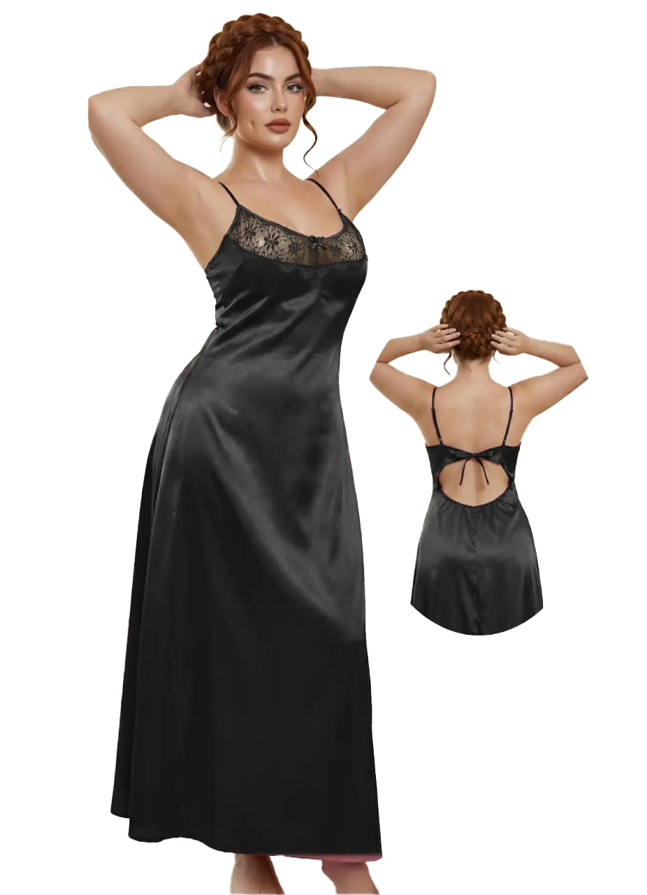 لانجري ستان طويل اسود لانجري ستان طويل كود 5724