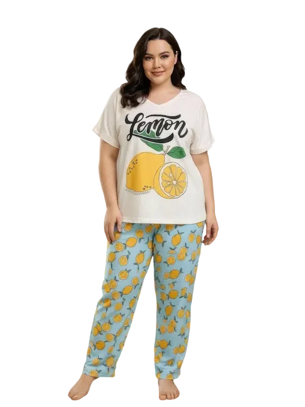 بجامة نص كم بيج سايز كود 26109