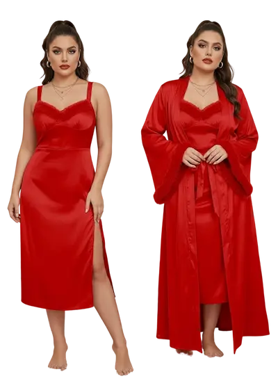 هدوم بنات – أفضل معرض تجهيز عرائس في مصر قمصان نوم ستان بالروب كود 5741