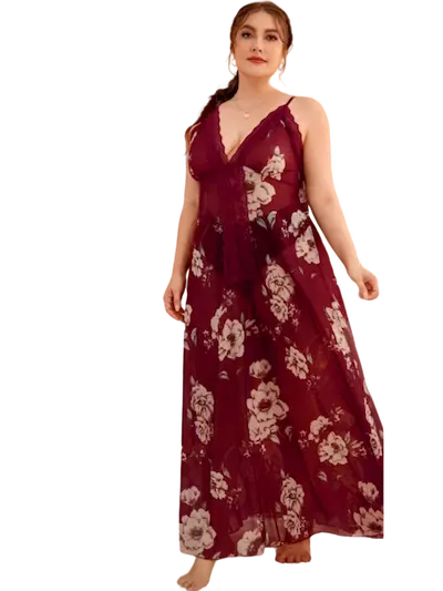 قمصان نوم مشجرة ليكرا احمر (2) قمصان نوم مشجرة ليكرا كود 9927