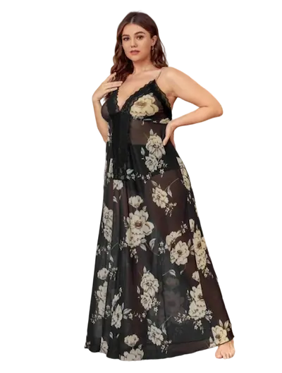 قمصان نوم مشجرة ليكرا اسود (3) قمصان نوم مشجرة ليكرا كود 9927