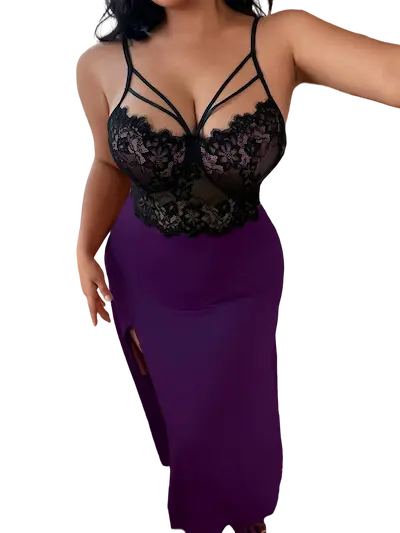 قميص نوم زبدة للمتزوجات موف غامق قميص نوم زبدة للمتزوجات كود0395- 014