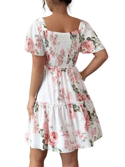 فستان شيك قصير للعيد ابيض (3) فستان شيك قصير للعيد كود 488