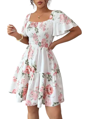 فستان شيك قصير للعيد ابيض (4) فستان شيك قصير للعيد كود 488