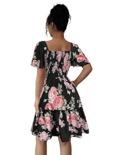 فستان شيك قصير للعيد اسود فستان شيك قصير للعيد كود 488