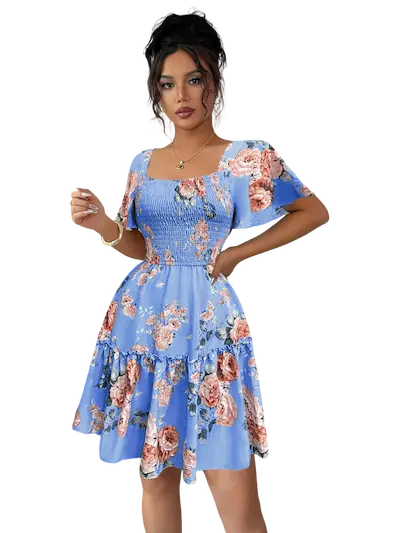 فستان شيك قصير للعيد لبني فستان شيك قصير للعيد كود 488