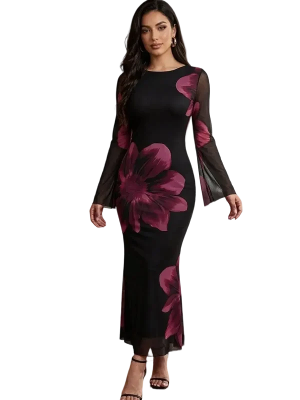 فستان مبطن طويل للعيد كود  456