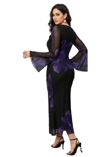 فستان مبطن طويل للعيد موف فستان مبطن طويل للعيد كود 456