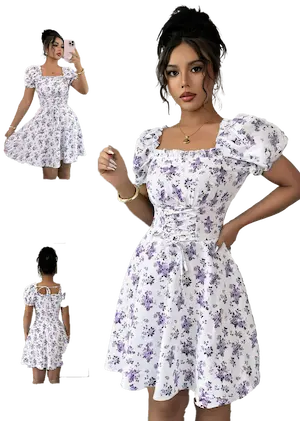 فستان مشجر قصير للعيد لافندر فستان مشجر قصير للعيد كود 489