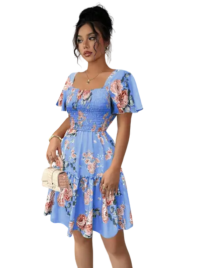 لبني فستان شيك قصير للعيد كود 488