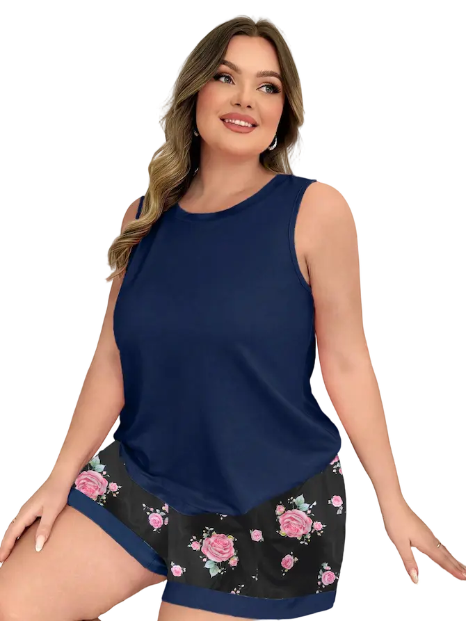 سيت شورت حريمي كحلي (2) سيت شورت حريمي كود 2675